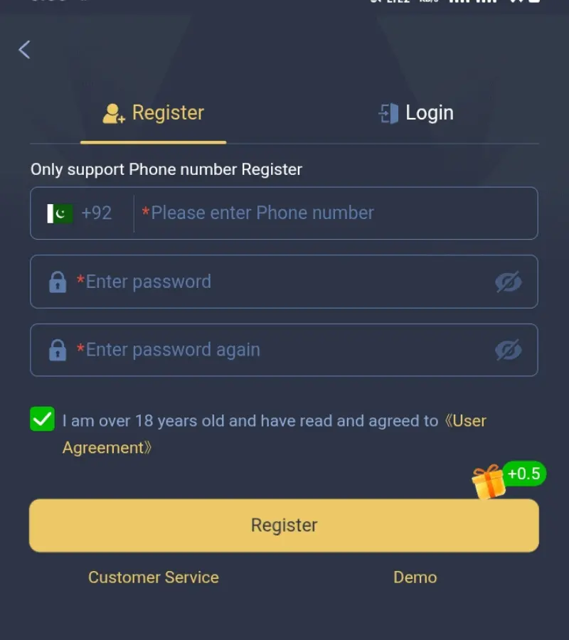 UR8 Game APK deposit page
